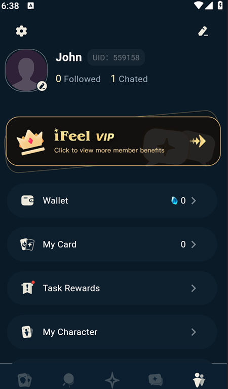 iFeel 个人中心界面